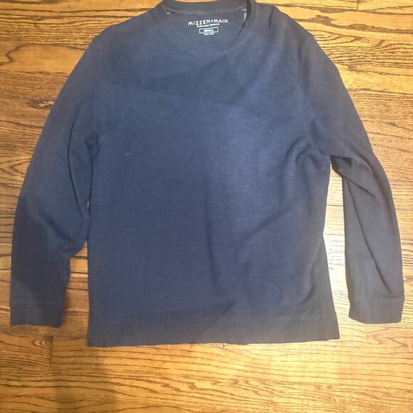 MIZZEN+MAIN Men's Navy Heather Fairway Crewneck - Picture 2 of 5